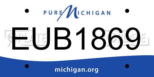 EUB1869 Michigan License Plate