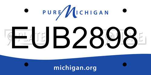 EUB2898 Michigan License Plate