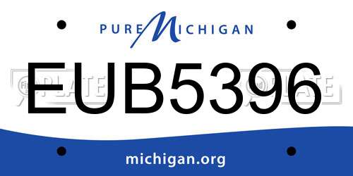EUB5396 Michigan License Plate