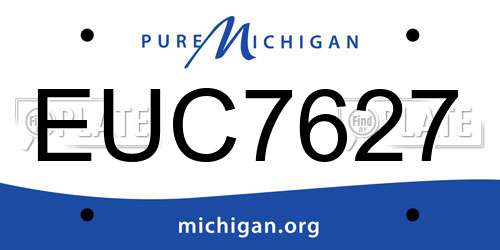 EUC7627 Michigan License Plate