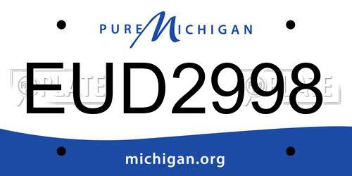 EUD2998 Michigan License Plate