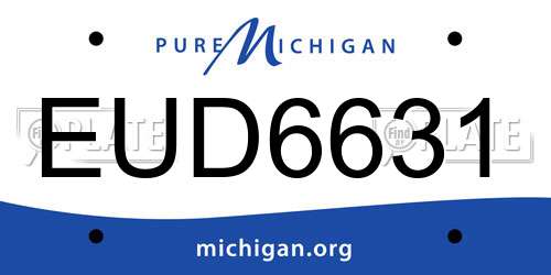 EUD6631 Michigan License Plate