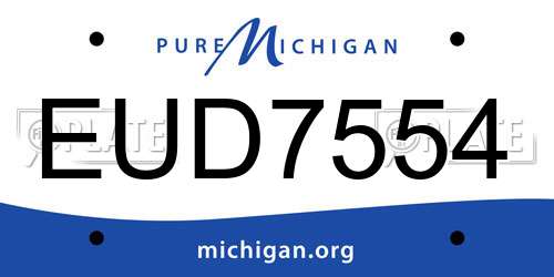 EUD7554 Michigan License Plate