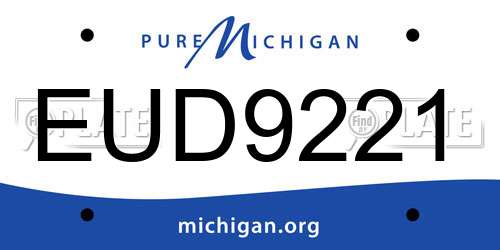 EUD9221 Michigan License Plate