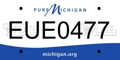 EUE0477 Michigan License Plate