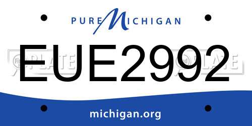 EUE2992 Michigan License Plate