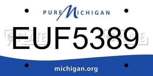 EUF5389 Michigan License Plate