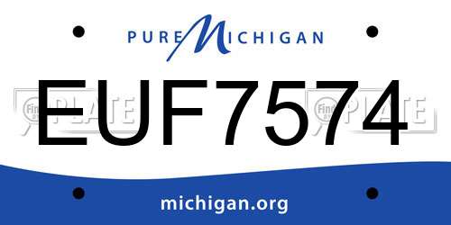 EUF7574 Michigan License Plate