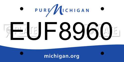 EUF8960 Michigan License Plate