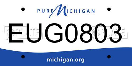 EUG0803 Michigan License Plate