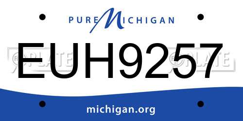 EUH9257 Michigan License Plate