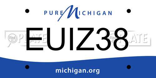 EUIZ38 Michigan License Plate