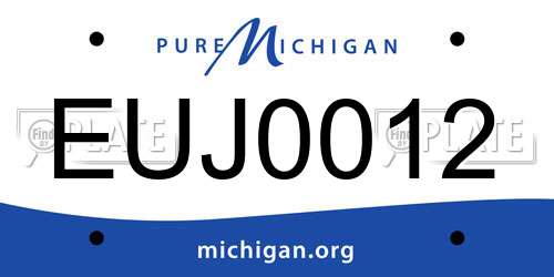 EUJ0012 Michigan License Plate