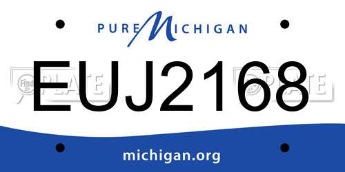 EUJ2168 Michigan License Plate