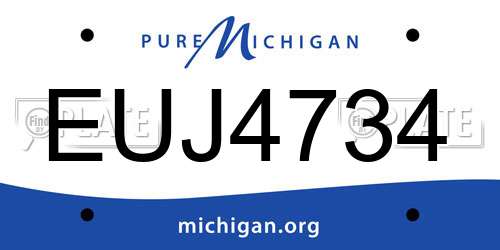 EUJ4734 Michigan License Plate