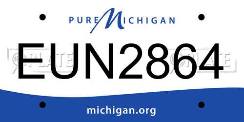 EUN2864 Michigan License Plate
