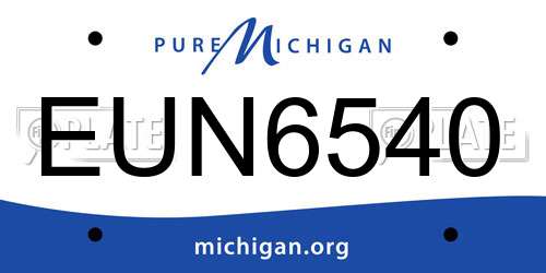 EUN6540 Michigan License Plate