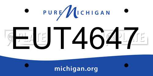 EUT4647 Michigan License Plate