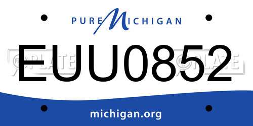 EUU0852 Michigan License Plate