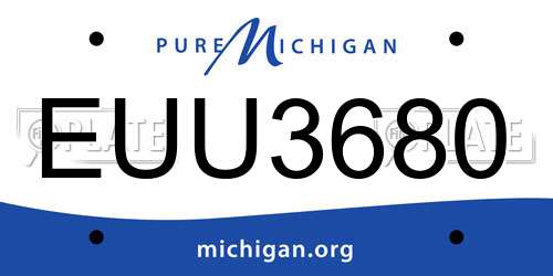 EUU3680 Michigan License Plate