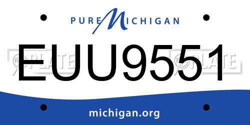 EUU9551 Michigan License Plate