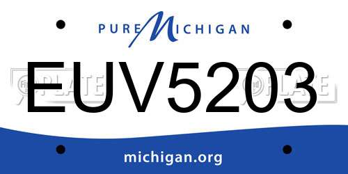 EUV5203 Michigan License Plate