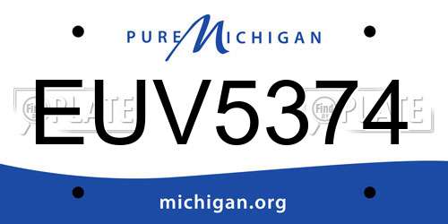 EUV5374 Michigan License Plate