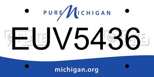 EUV5436 Michigan License Plate