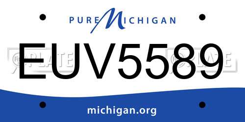 EUV5589 Michigan License Plate