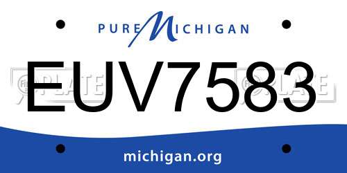 EUV7583 Michigan License Plate