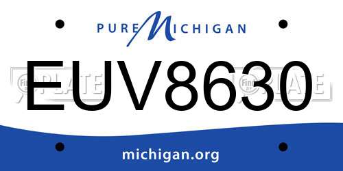 EUV8630 Michigan License Plate