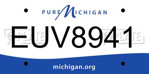 EUV8941 Michigan License Plate