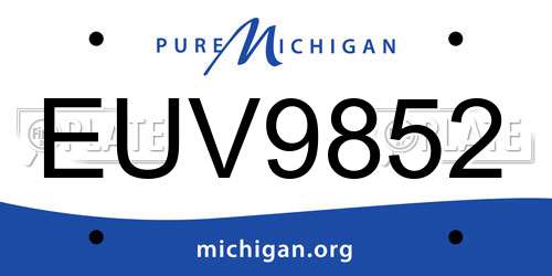 EUV9852 Michigan License Plate