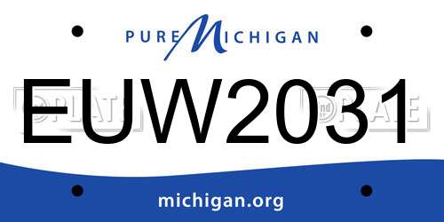 EUW2031 Michigan License Plate