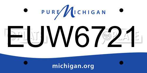 EUW6721 Michigan License Plate