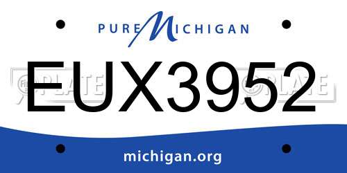 EUX3952 Michigan License Plate
