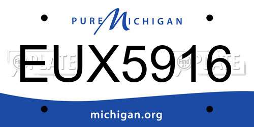 EUX5916 Michigan License Plate