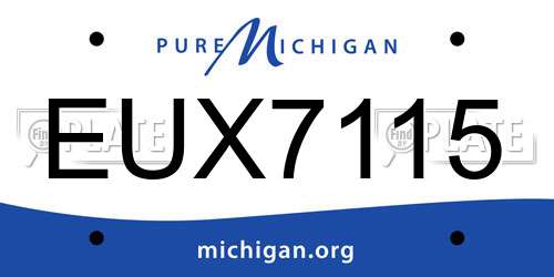 EUX7115 Michigan License Plate