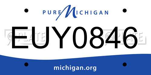 EUY0846 Michigan License Plate