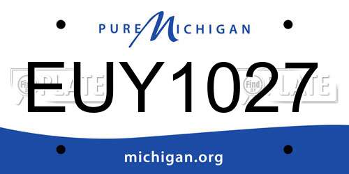EUY1027 Michigan License Plate