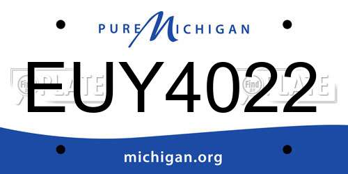 EUY4022 Michigan License Plate