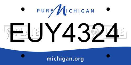EUY4324 Michigan License Plate