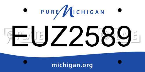 EUZ2589 Michigan License Plate