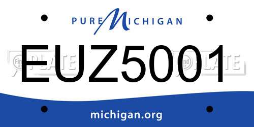 EUZ5001 Michigan License Plate