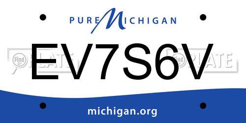 EV7S6V Michigan License Plate