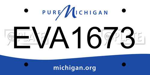 EVA1673 Michigan License Plate