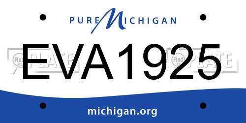 EVA1925 Michigan License Plate
