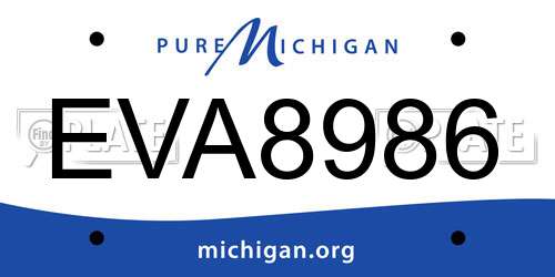 EVA8986 Michigan License Plate