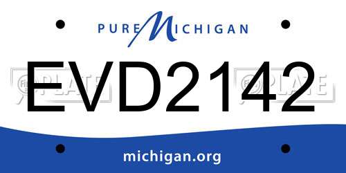 EVD2142 Michigan License Plate