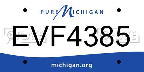 EVF4385 Michigan License Plate